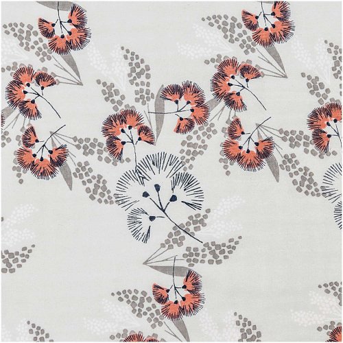 Musselin - Blumen - grau - Jardin Japonais - Rico Design